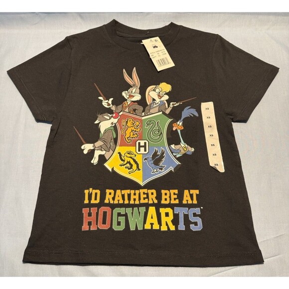 Warner‎ Brothers  "I’d rather be at Hogwarts" Kids T-shirt Size XS (4/5) New - Picture 1 of 6